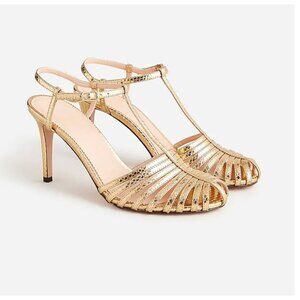 J.Crew $298 Collection Rylie Caged Toe Heels Metallic Gold Size 7.5 BM716